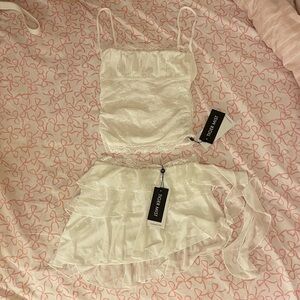 Tiger Mist White Ruffle Skirt Set